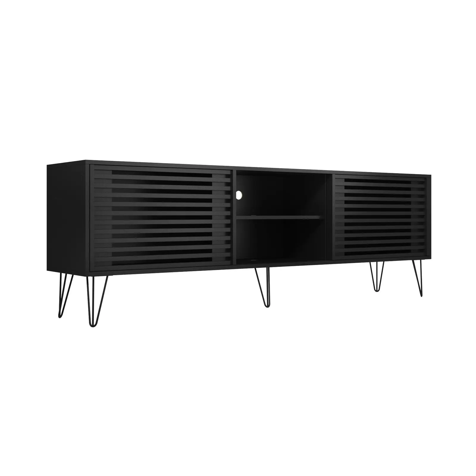 Oikiture TV Cabinet Entertainment Unit Stand Storage 180CM Black