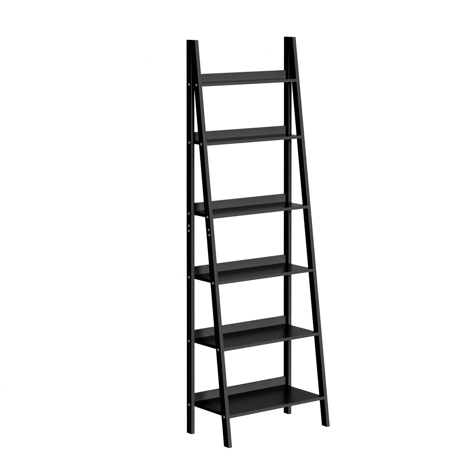 Oikiture Bookshelf 6 Tier Corner Ladder Shelf Home Storage Display Rack Black