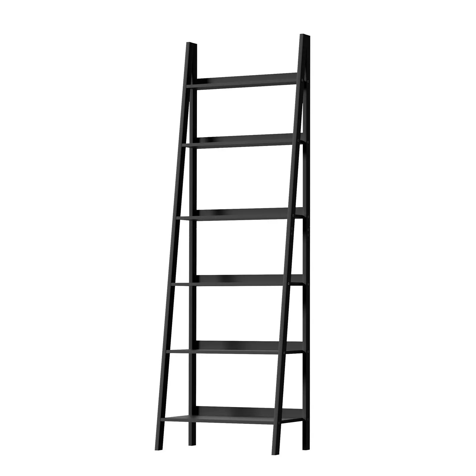 Oikiture Bookshelf 6 Tier Corner Ladder Shelf Home Storage Display Rack Black