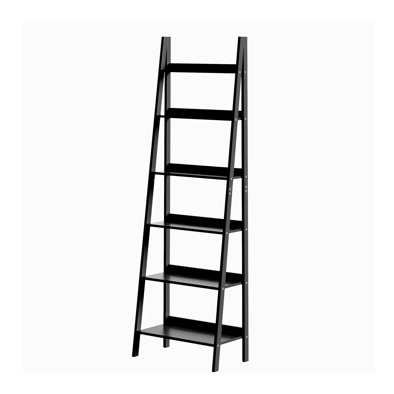 Oikiture Bookshelf 6 Tier Corner Ladder Shelf Home Storage Display Rack Black