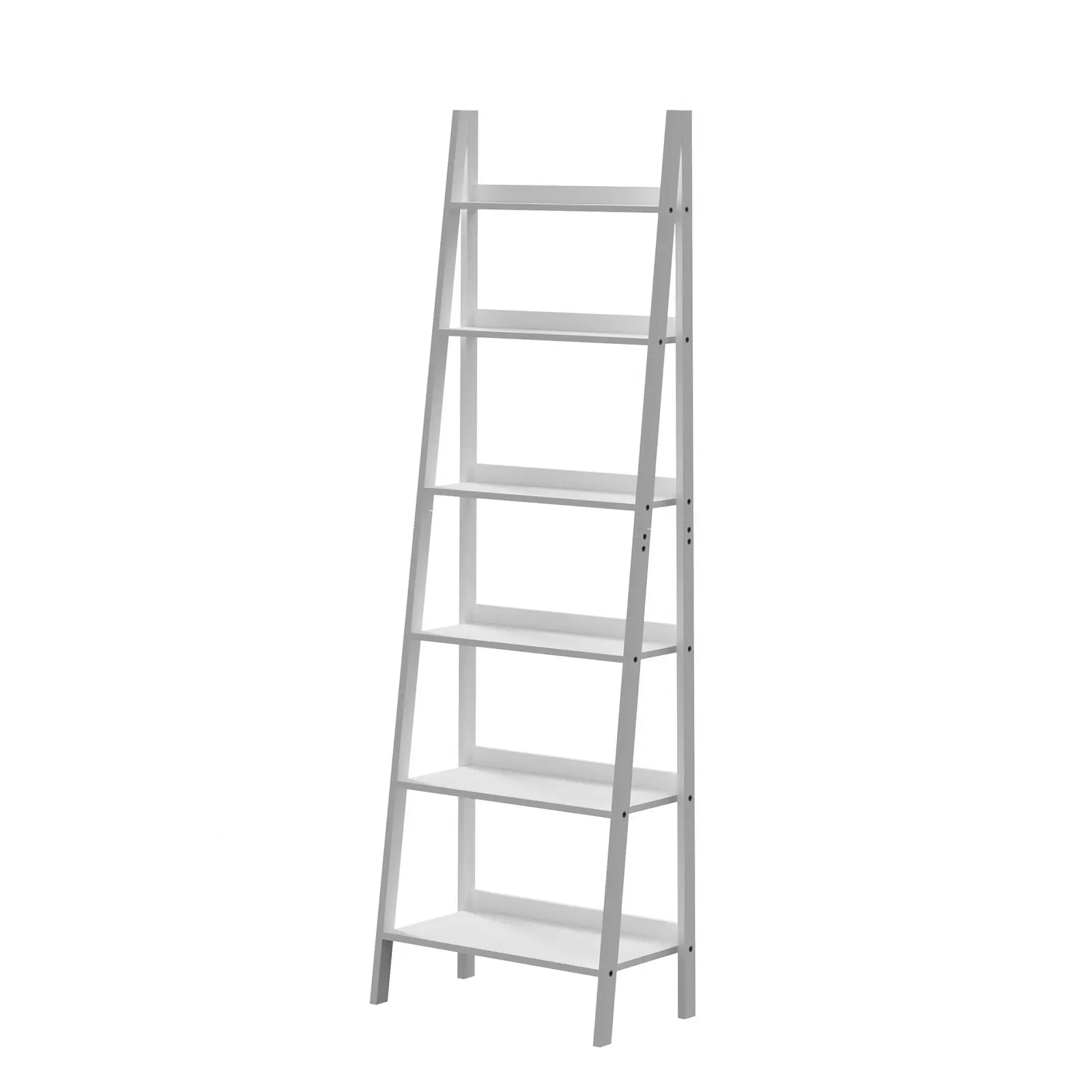 Oikiture Bookshelf 6 Tier Corner Ladder Shelf Home Storage Display Rack White