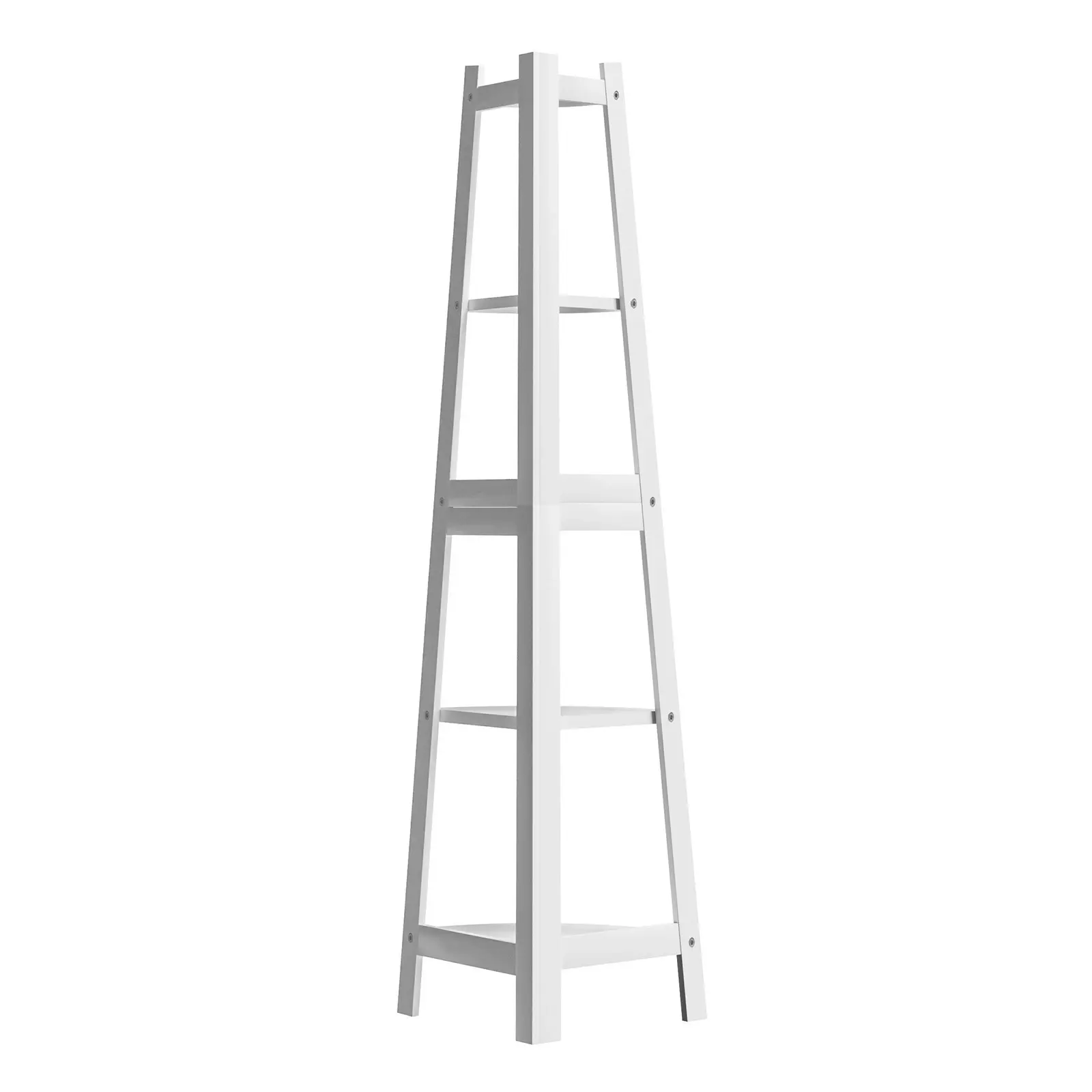 Oikiture Corner Ladder Shelf 5 Tier Home Storage Display Stand Bookshelf White