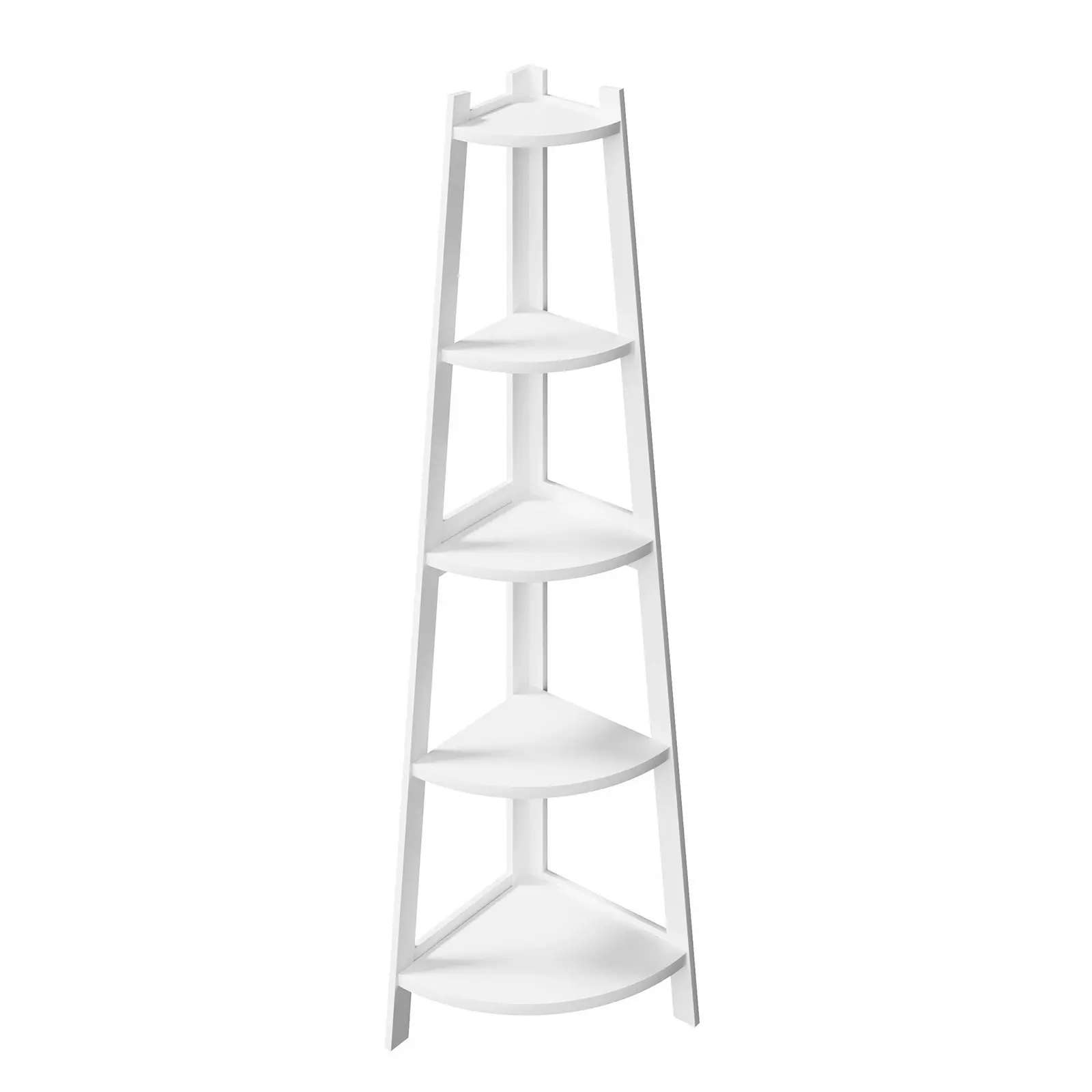 Oikiture Corner Ladder Shelf 5 Tier Home Storage Display Stand Bookshelf White