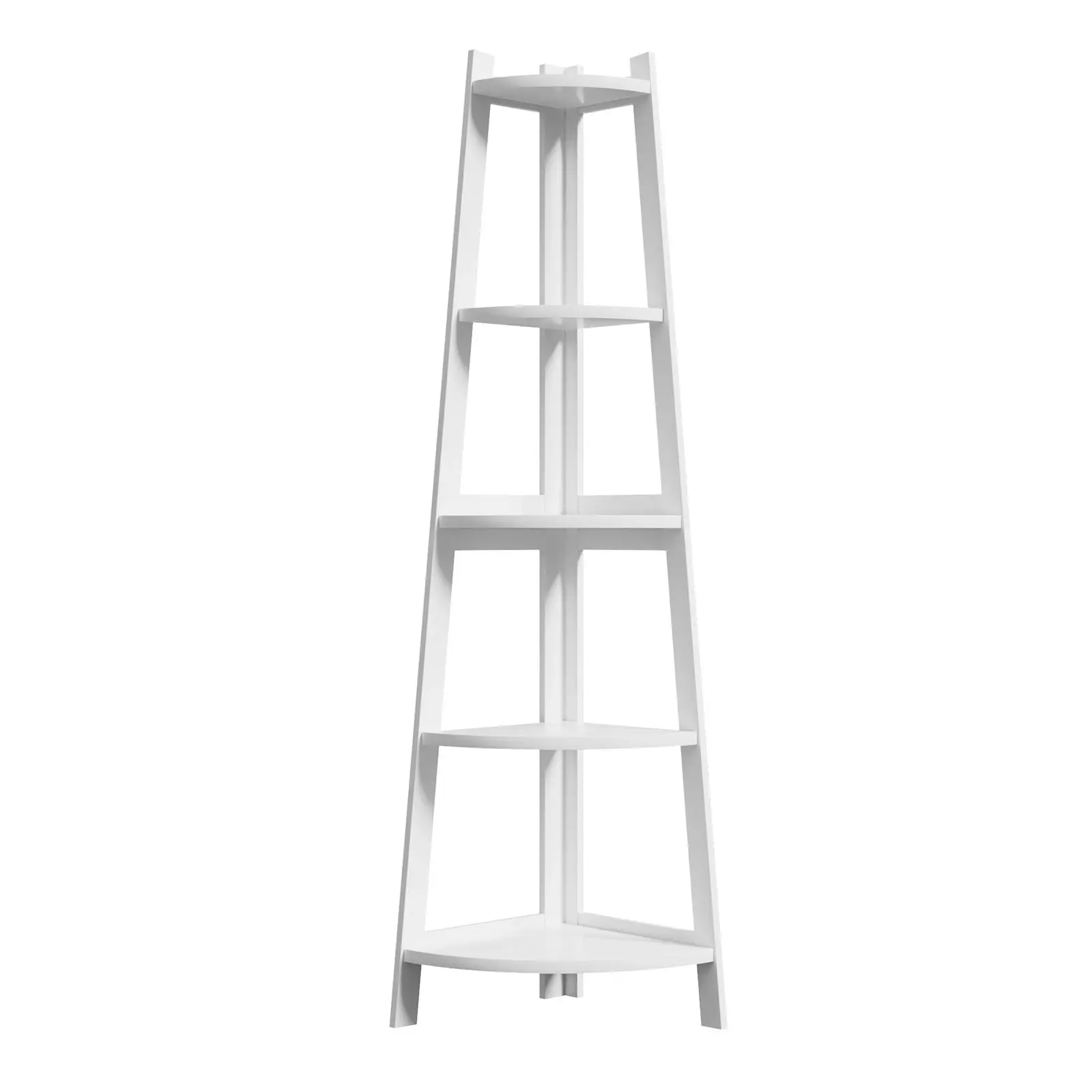 Oikiture Corner Ladder Shelf 5 Tier Home Storage Display Stand Bookshelf White