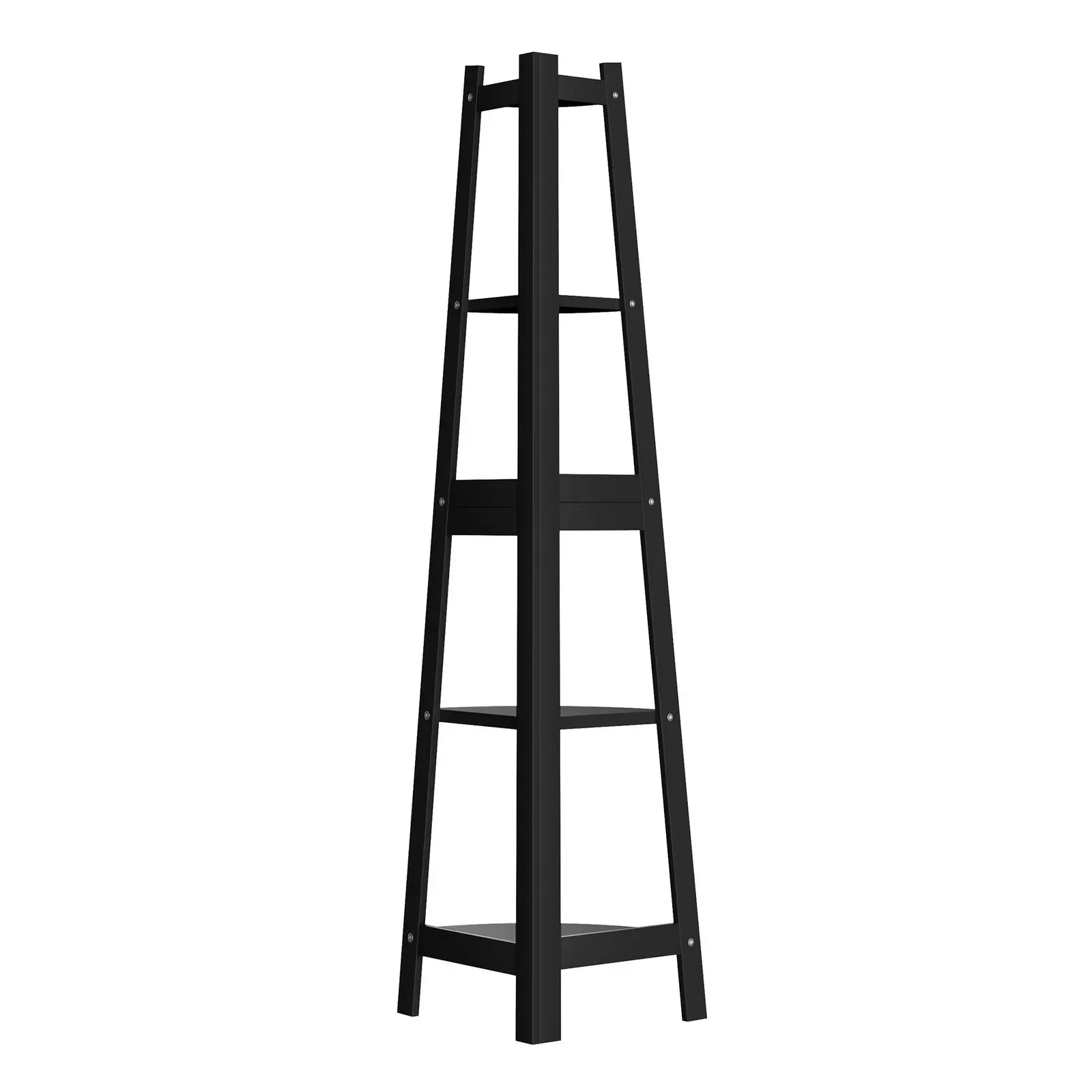 Oikiture Corner Ladder Shelf 5 Tier Home Storage Display Stand Bookshelf Black