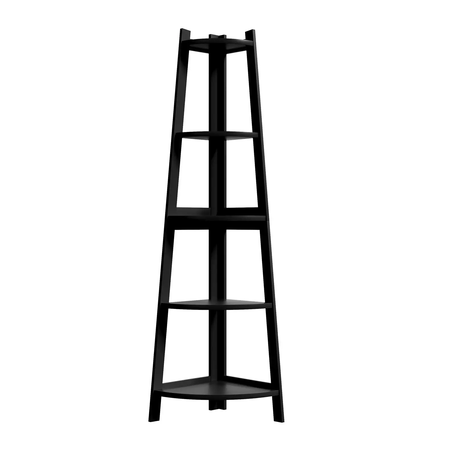 Oikiture Corner Ladder Shelf 5 Tier Home Storage Display Stand Bookshelf Black