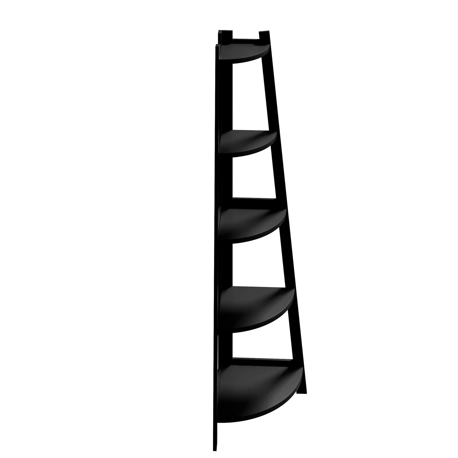 Oikiture Corner Ladder Shelf 5 Tier Home Storage Display Stand Bookshelf Black