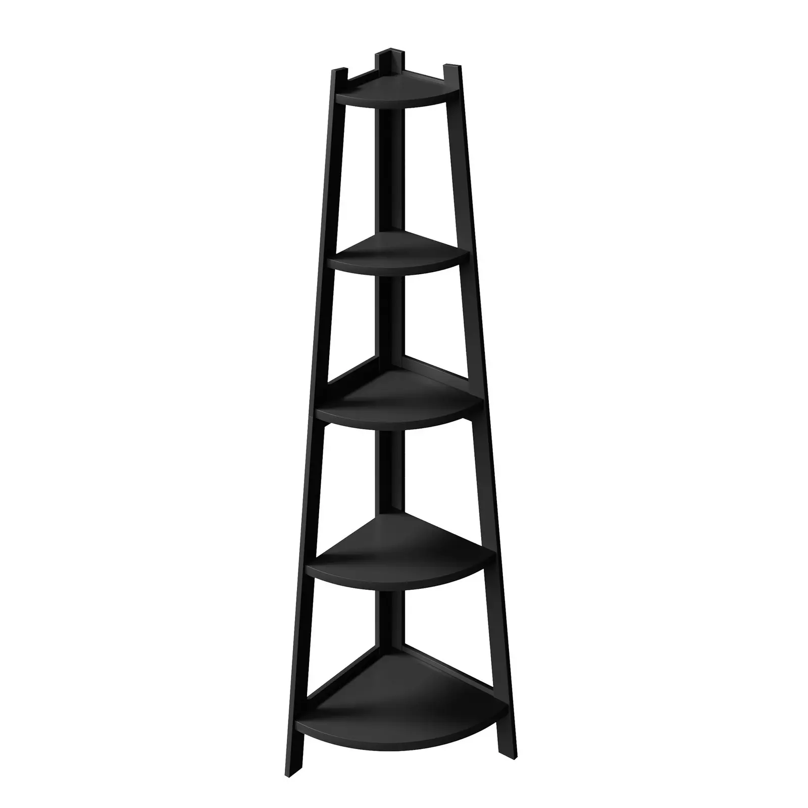 Oikiture Corner Ladder Shelf 5 Tier Home Storage Display Stand Bookshelf Black