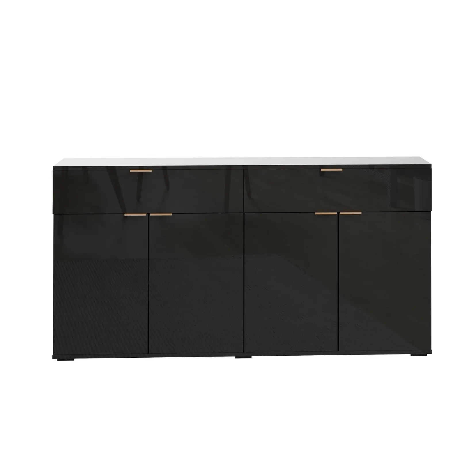 Oikiture Sideboard Buffet Storage Cabinet High Gloss 4 Doors 2 Drawers Black