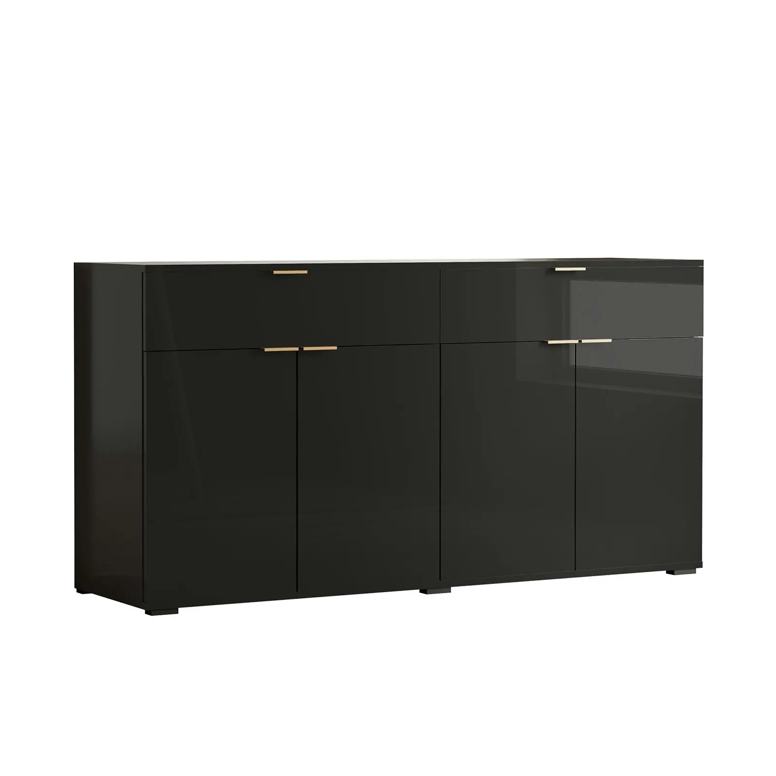 Oikiture Sideboard Buffet Storage Cabinet High Gloss 4 Doors 2 Drawers Black