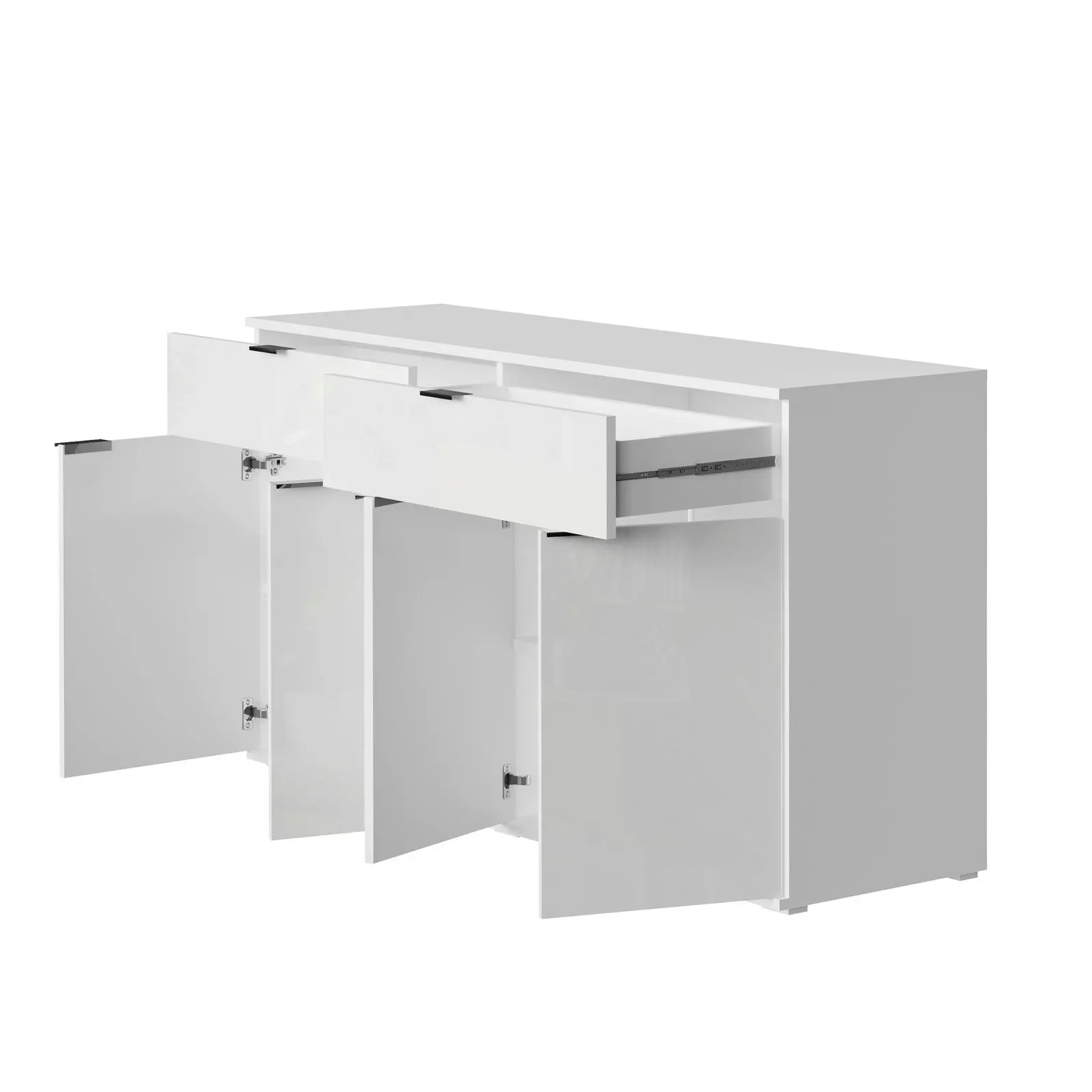 Oikiture Sideboard Buffet Storage Cabinet High Gloss 4 Doors 2 Drawers White