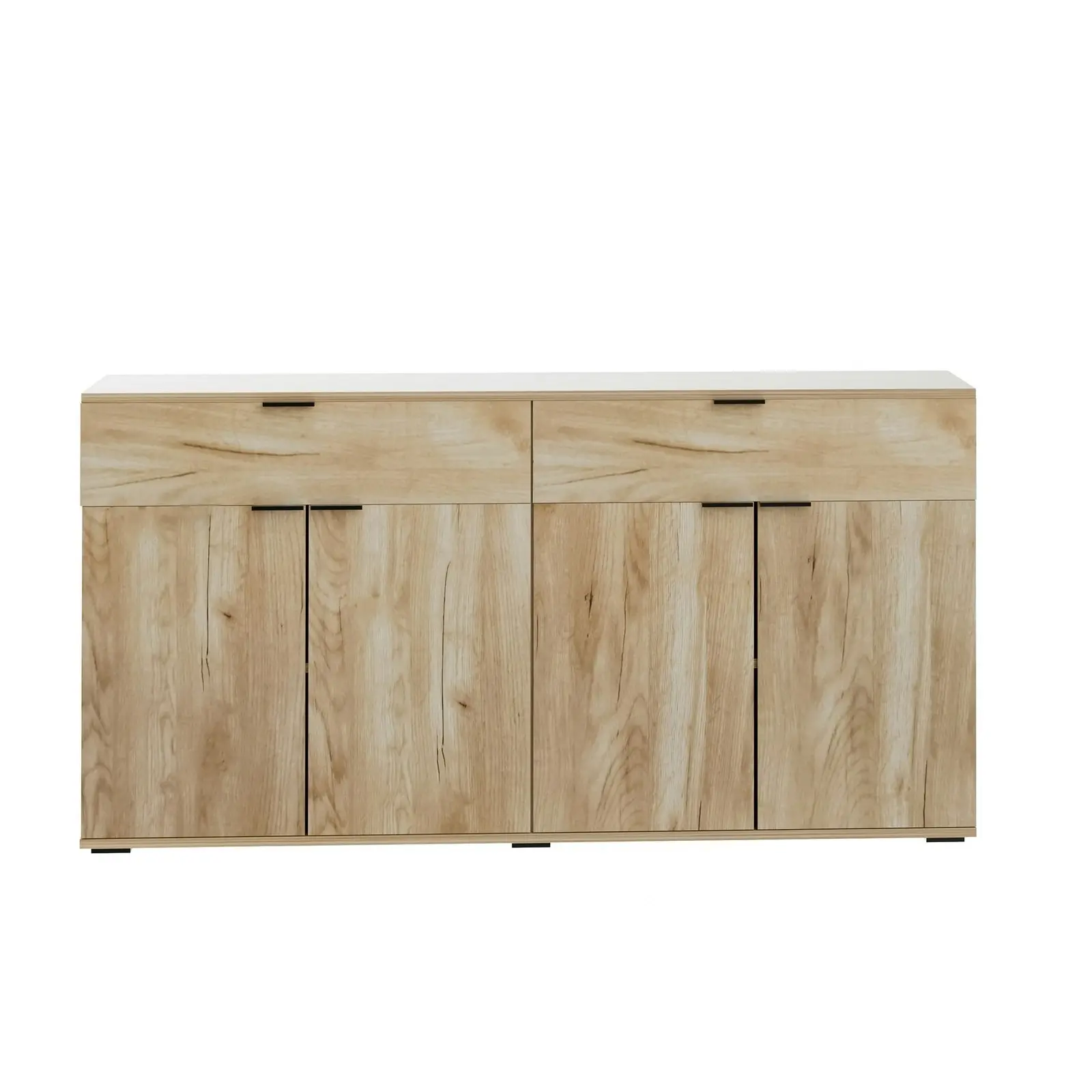 Oikiture Sideboard Buffet Storage Cabinet Cupboard 4 Doors 2 Drawers Natural