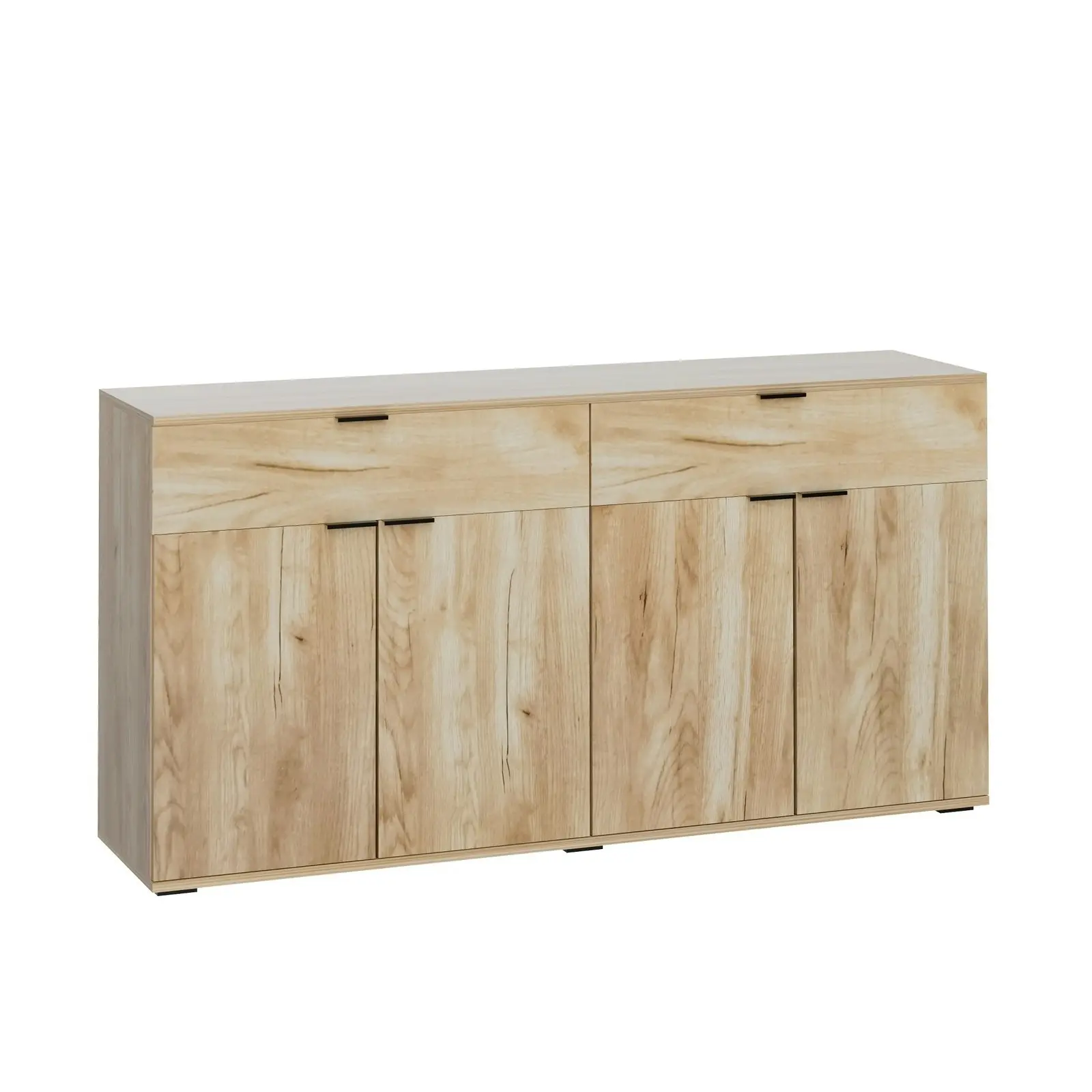 Oikiture Sideboard Buffet Storage Cabinet Cupboard 4 Doors 2 Drawers Natural