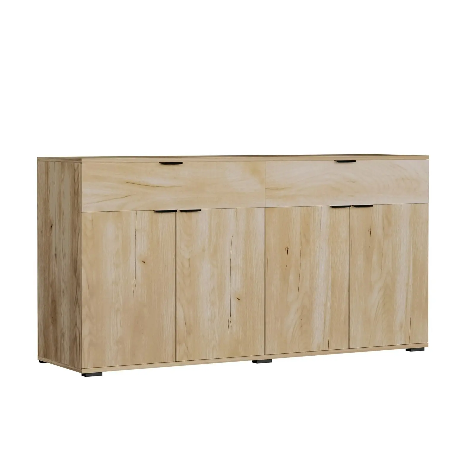 Oikiture Sideboard Buffet Storage Cabinet Cupboard 4 Doors 2 Drawers Natural