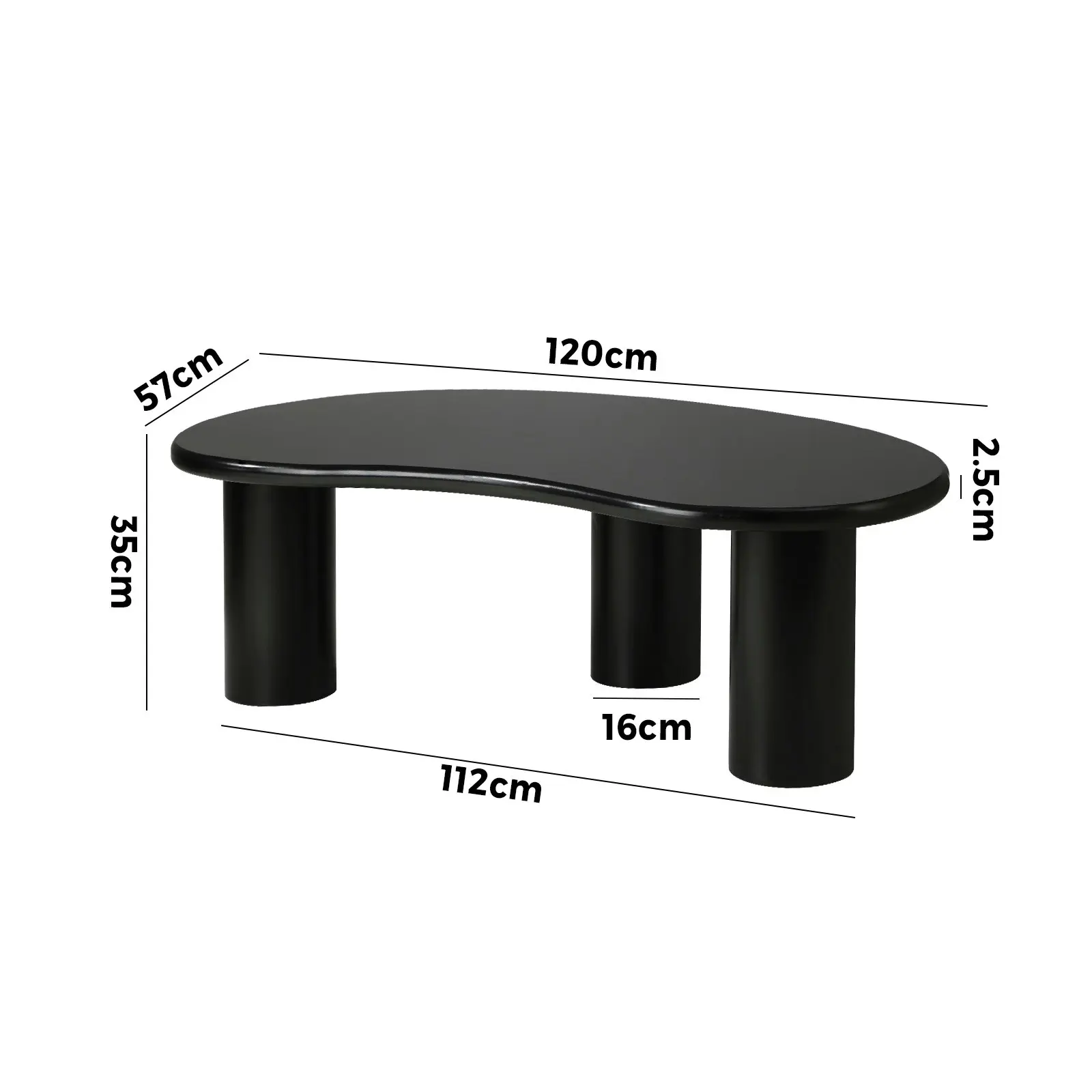 Oikiture Coffee Table Irregular Black