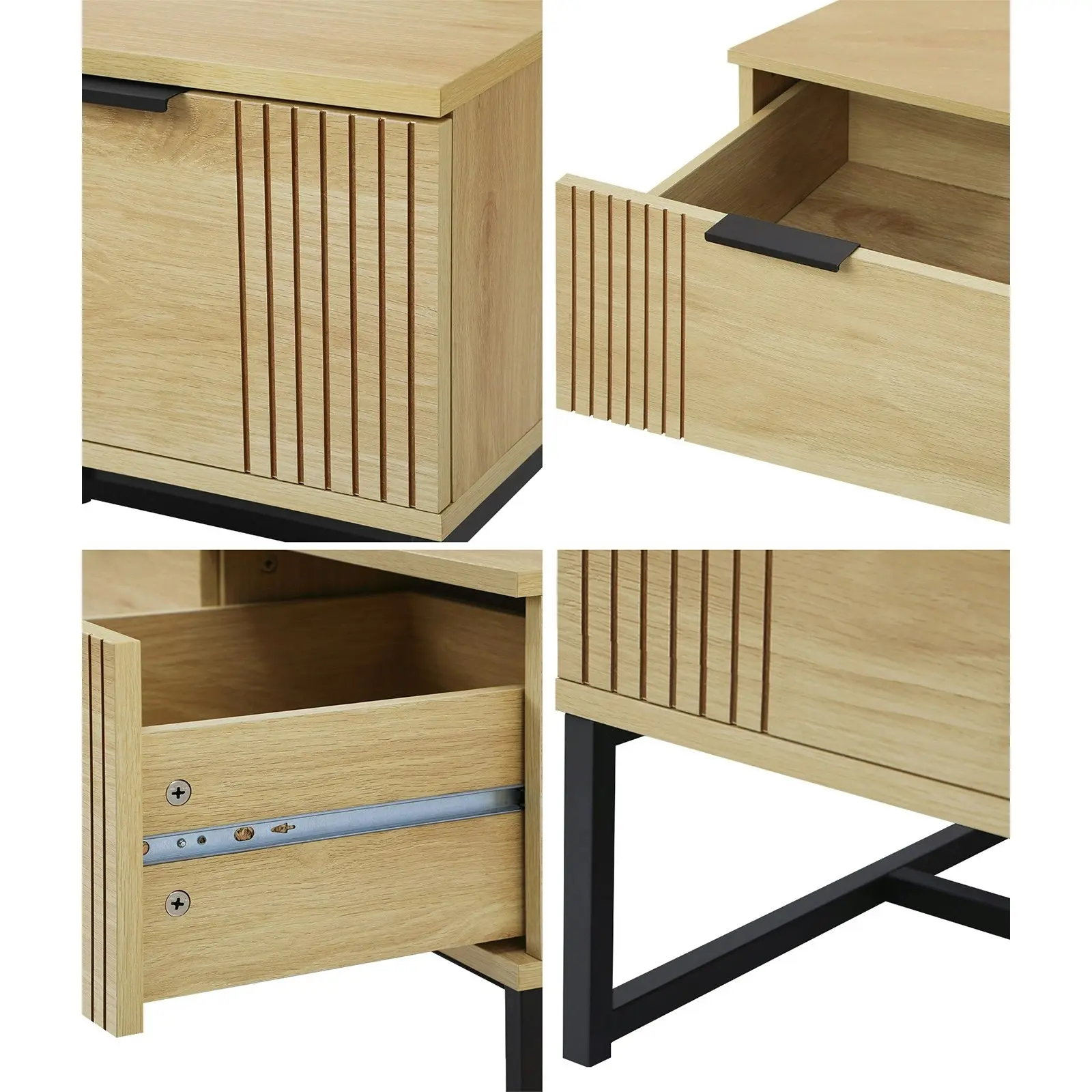 Oikiture Coffee Table With Storage Drawers Natural