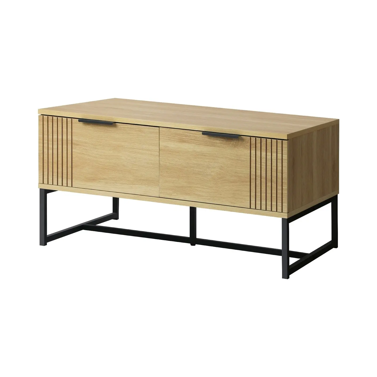 Oikiture Coffee Table With Storage Drawers Natural