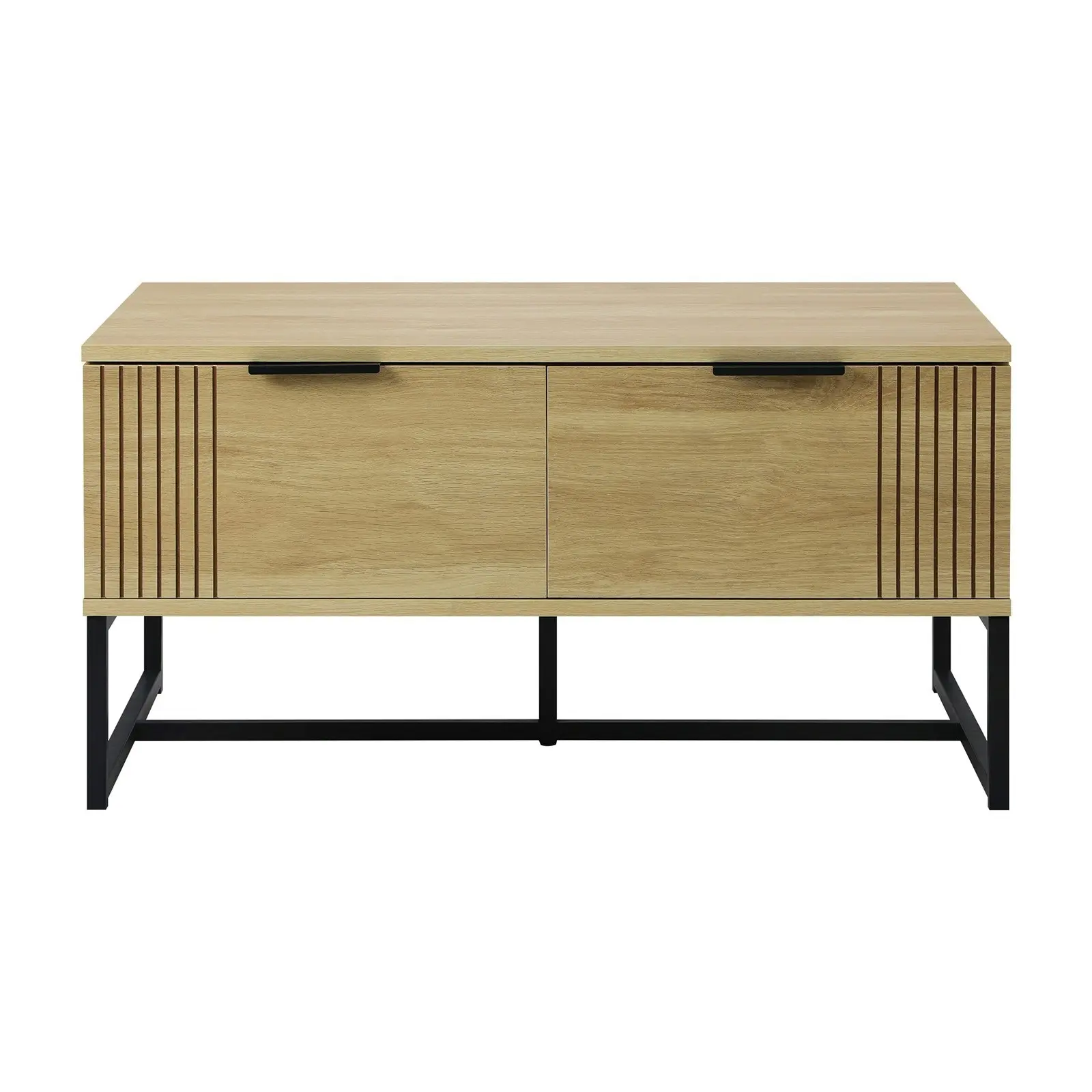 Oikiture Coffee Table With Storage Drawers Natural