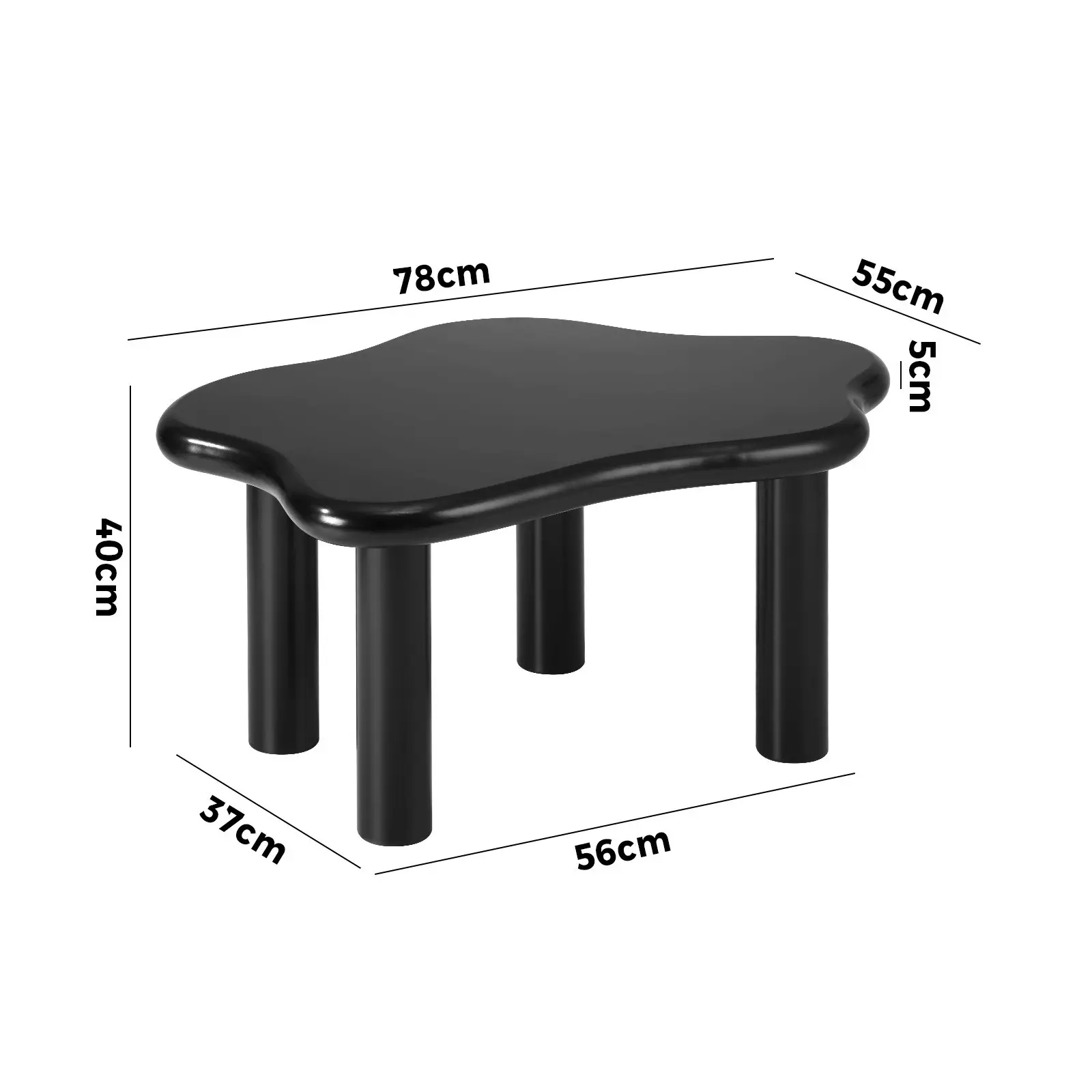 Oikiture Coffee Table Side Tables Sofa Cafe Black Irregular