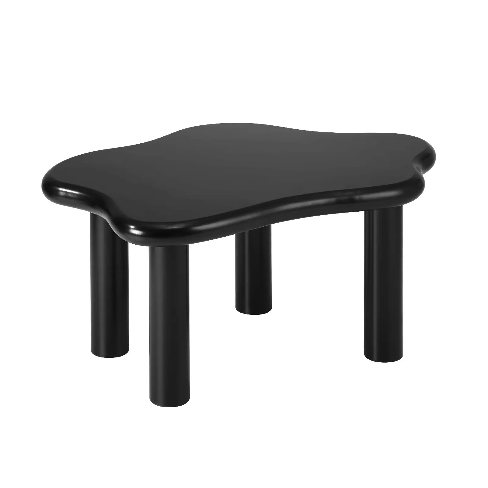 Oikiture Coffee Table Side Tables Sofa Cafe Black Irregular