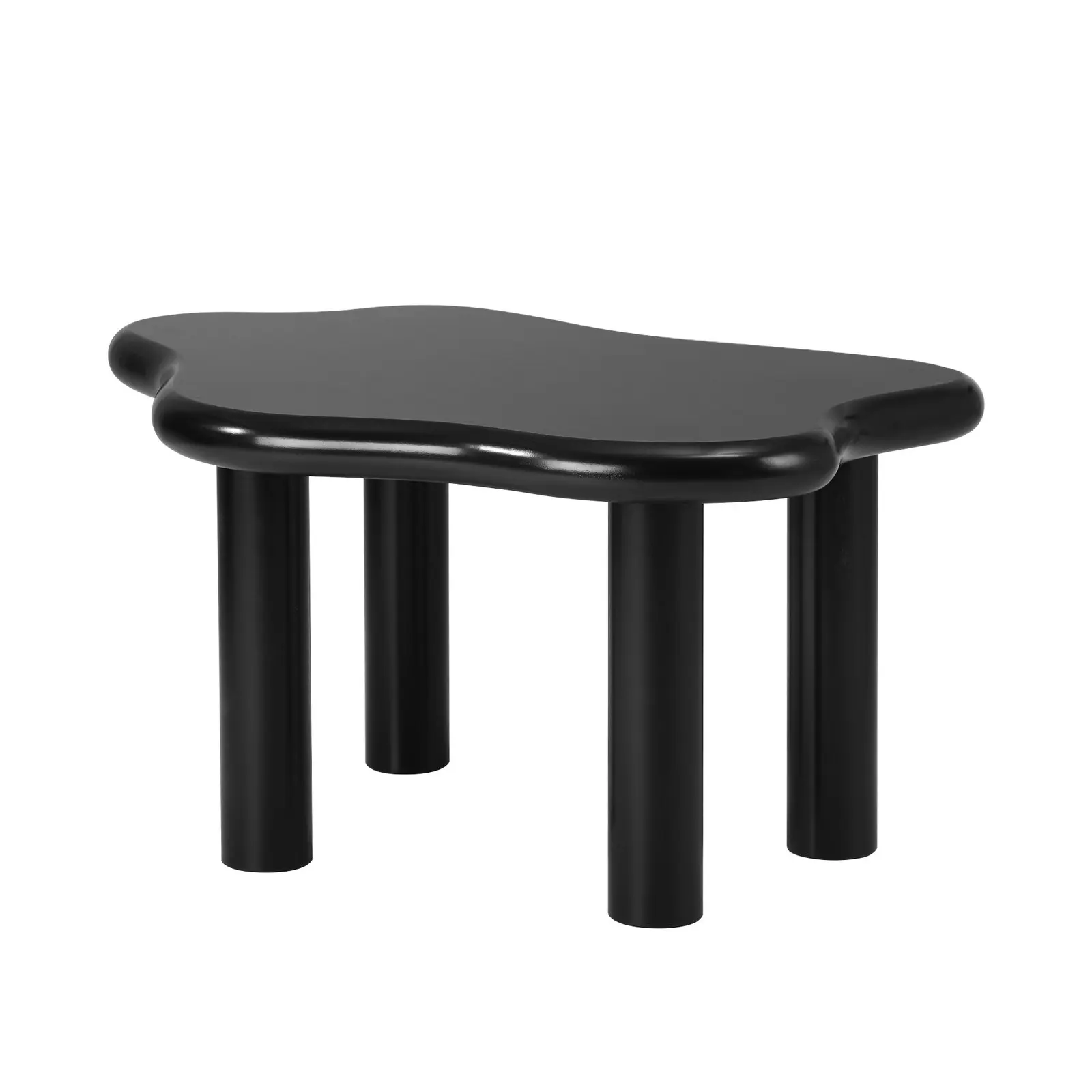 Oikiture Coffee Table Side Tables Sofa Cafe Black Irregular