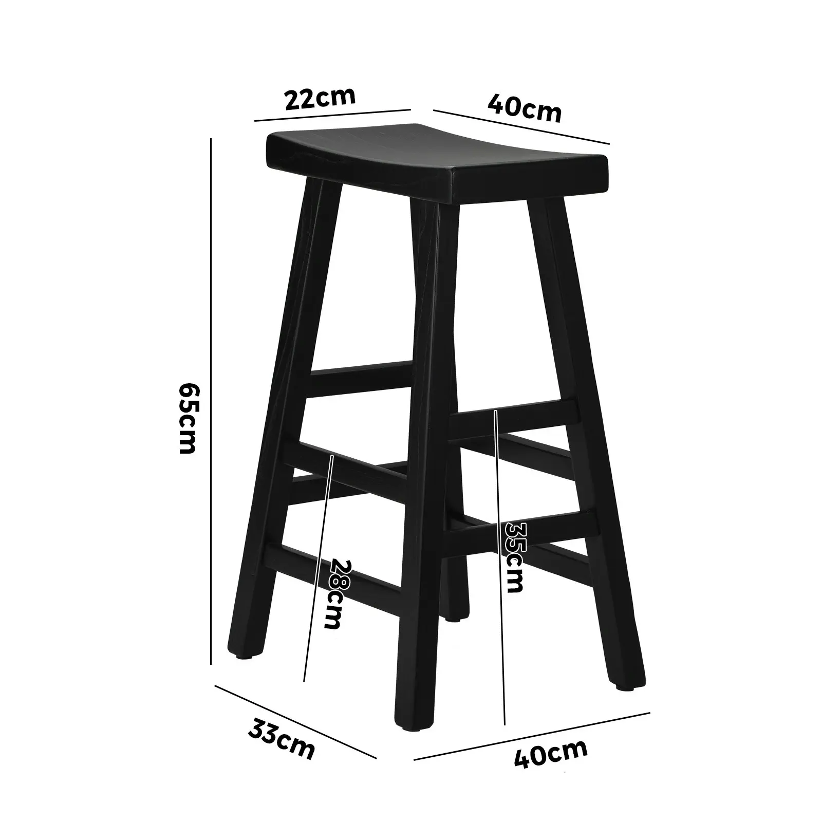 Oikiture Bar Stools Kitchen Stool Wooden Counter Chairs Barstools Black