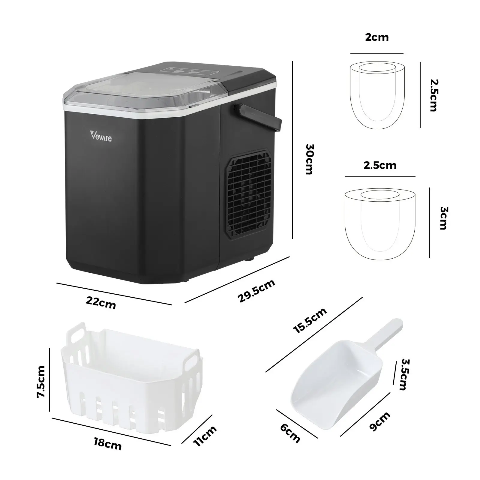 Vevare Portable Ice Maker Machine With Handle Black