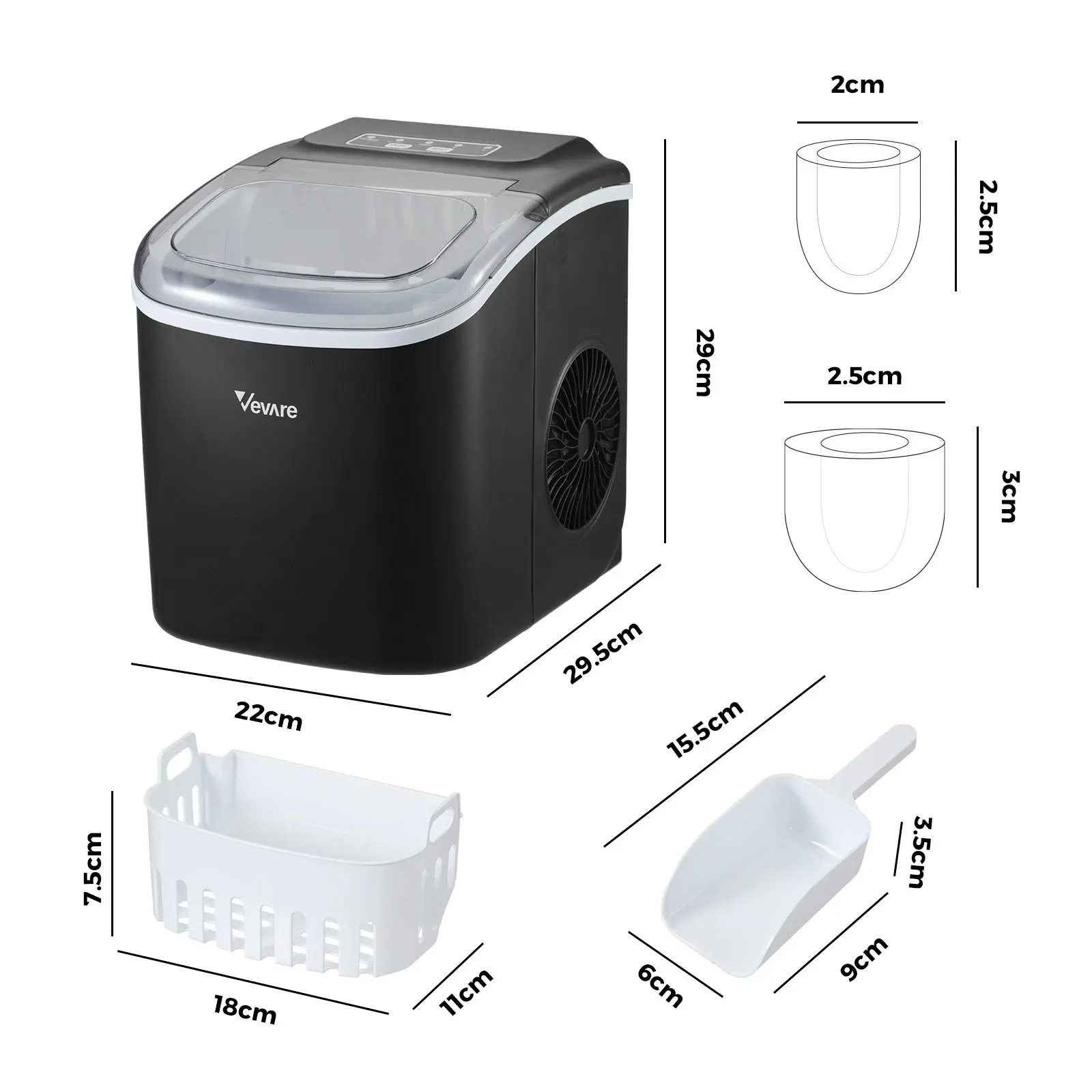 Vevare Portable Ice Maker Machine Black