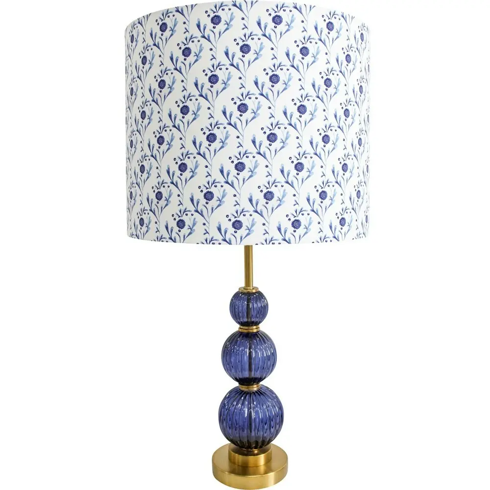 LVD Tall Verona Indigo Glass/Linen 77.5cm Lamp Home/Office Decor Table Lampshade