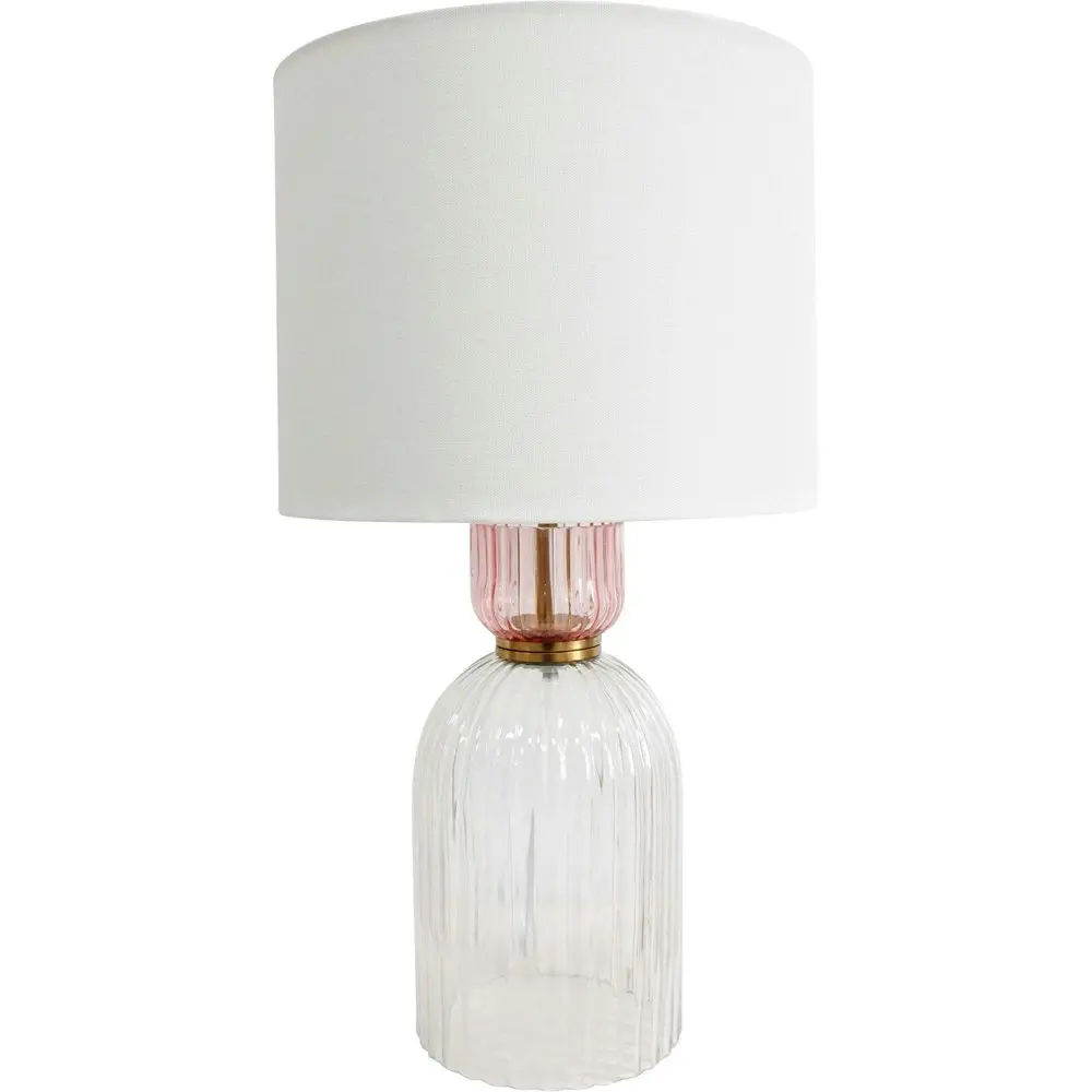 LVD Adele Glass/Metal/Linen 56cm Lamp /Office Desk/Table Lampshade Pink