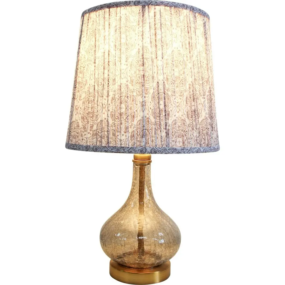 LVD Farrow Glass/Metal/Linen 77.5cm Lamp Home/Office Decor Table Lampshade Amber