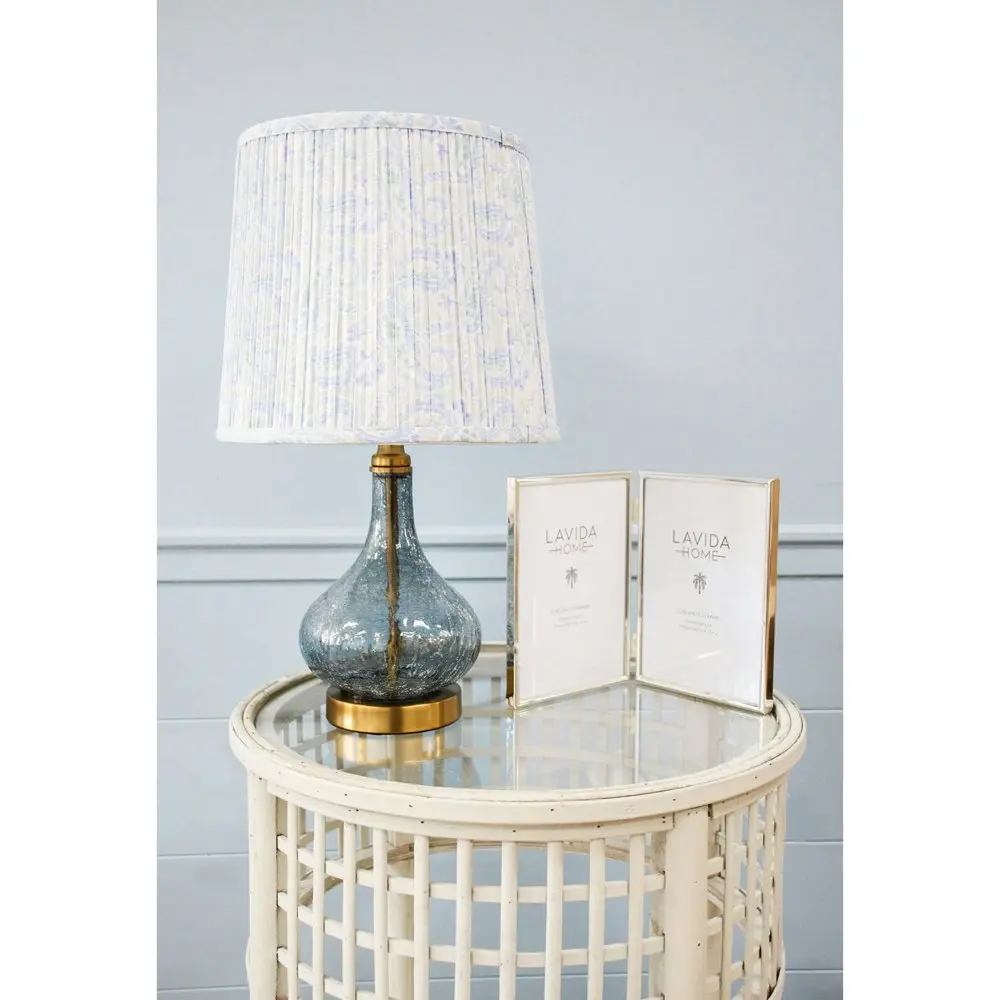 LVD Farrow Forest Glass/Metal/Linen 77.5cm Lamp /Office Table Lampshade