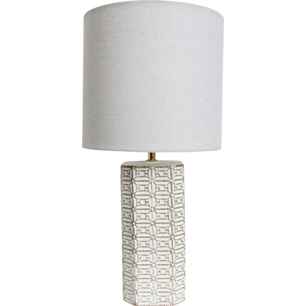 LVD Alegro Ceramic/Linen 53cm Lamp Home/Office Room Decor Table Lampshade White