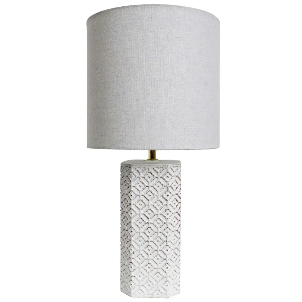 LVD Paragon Ceramic/Linen 53cm Lamp Home/Office Room Decor Table Lampshade White