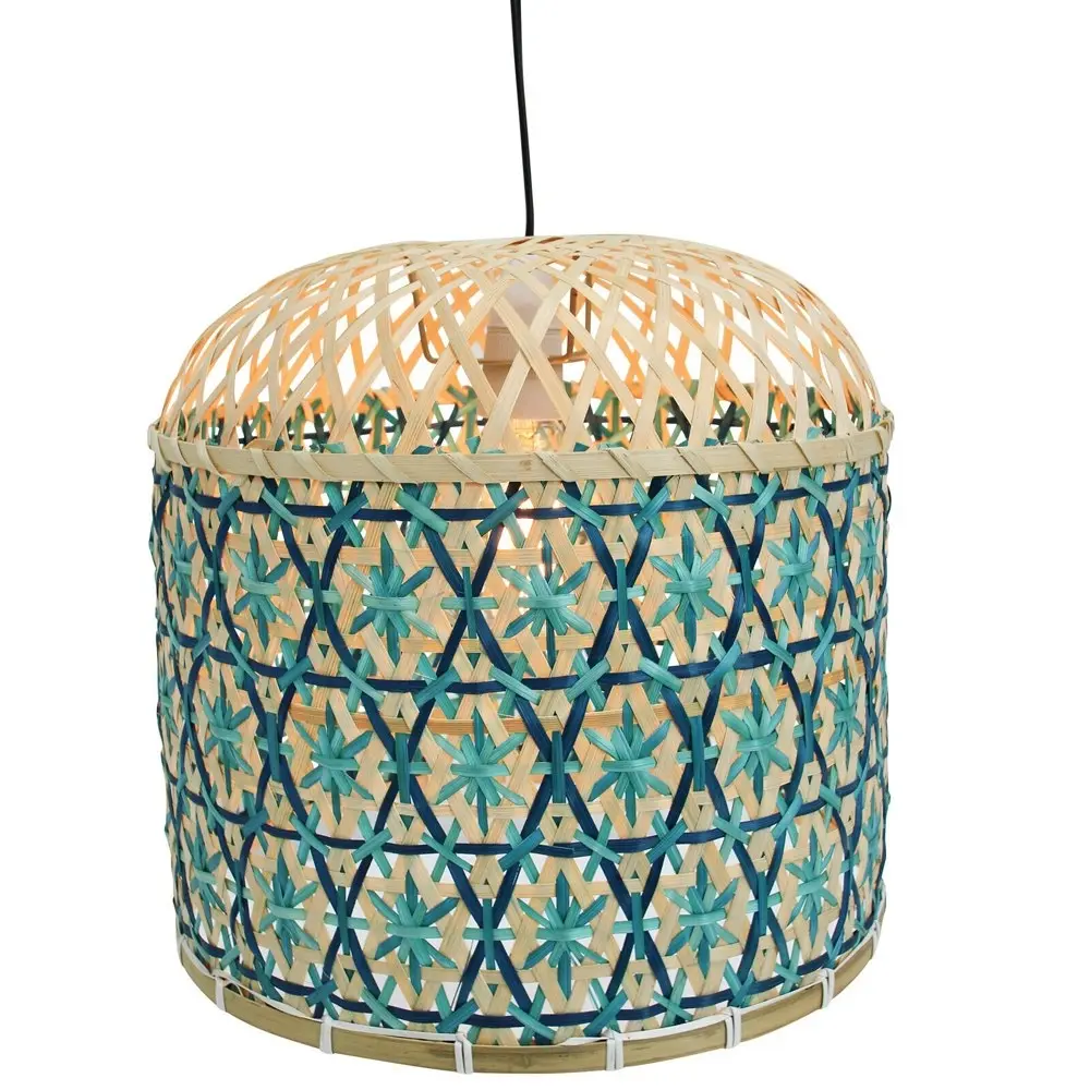 LVD Alfreco Bamboo 40cm Pendant Hanging Lamp/Fixture Cover /Dining Blue