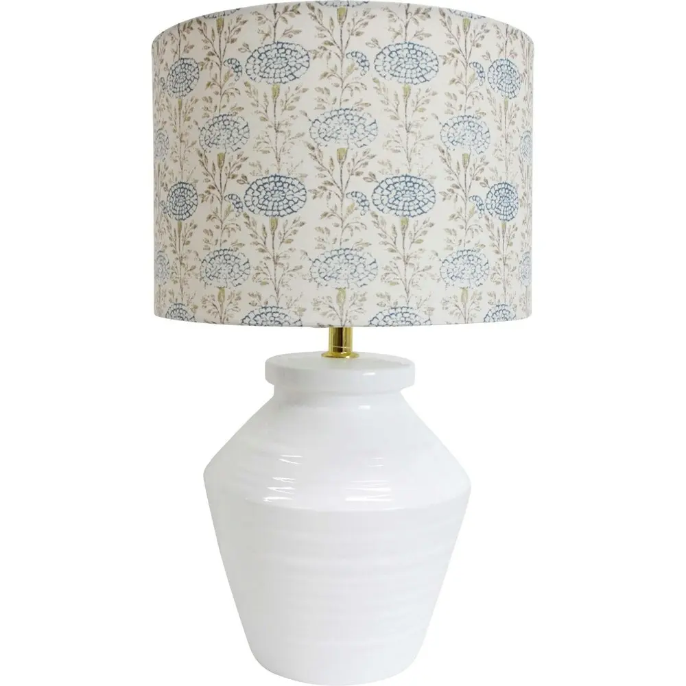 LVD Floral Pigeon Ceramic/Linen 36cm Lamp Table Lampshade Blue/Natural