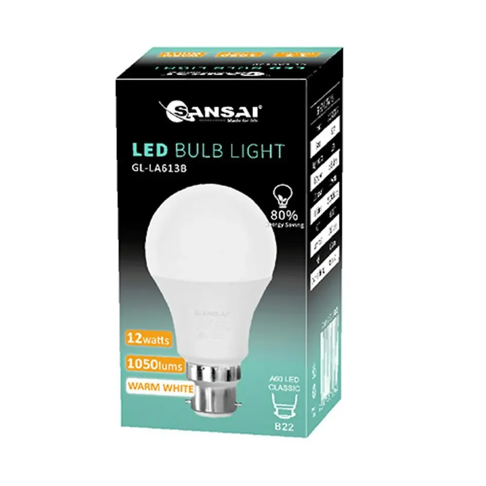 8PK Sansai 12W B22 Bayonet LED Light Bulb Globe 3000K 1050 Lumens Warm White