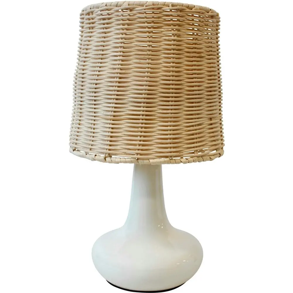 LVD Pippa Ceramic/Wicker 30cm Lamp /Office Light Room Desk/Table Lampshade