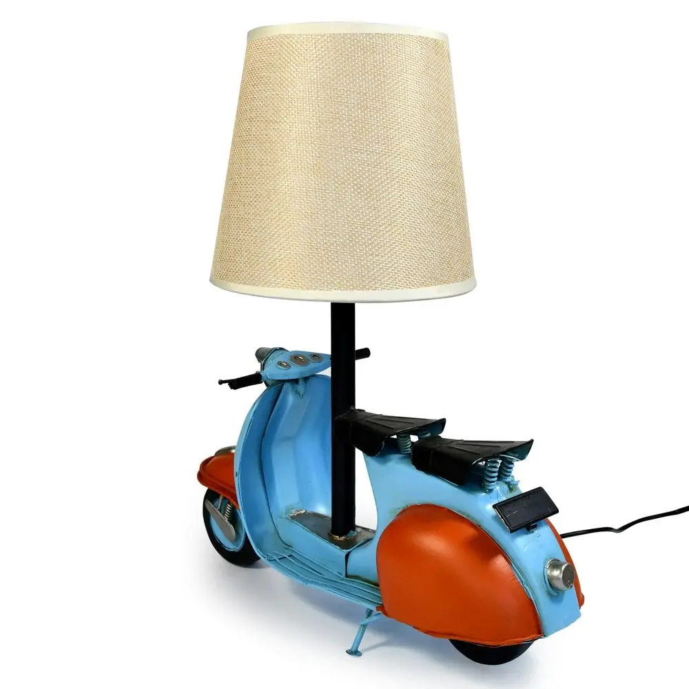 Auto Petit USB LED Desk/Table Lamp Scooter 29x34cm Retro Home Décor Blue/Red