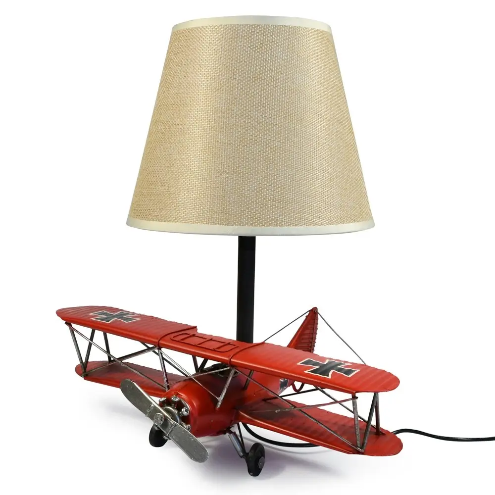 Auto Petit USB Desk/Table LED Lamp Baron Plane 29x33cm Retro Home Décor Red