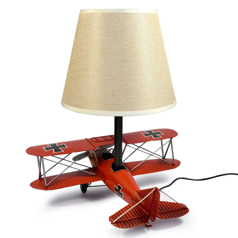 Auto Petit USB Desk/Table LED Lamp Baron Plane 29x33cm Retro Home Décor Red