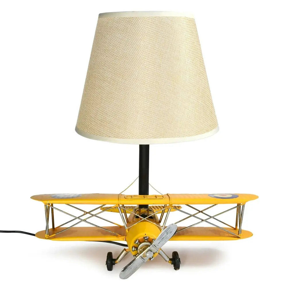 Auto Petit USB LED Desk Lamp Curtis Jenny Plane 29x33cm Retro Home Décor Yellow