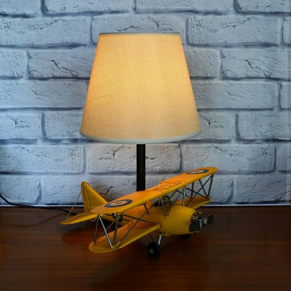 Auto Petit USB LED Desk Lamp Curtis Jenny Plane 29x33cm Retro Home Décor Yellow