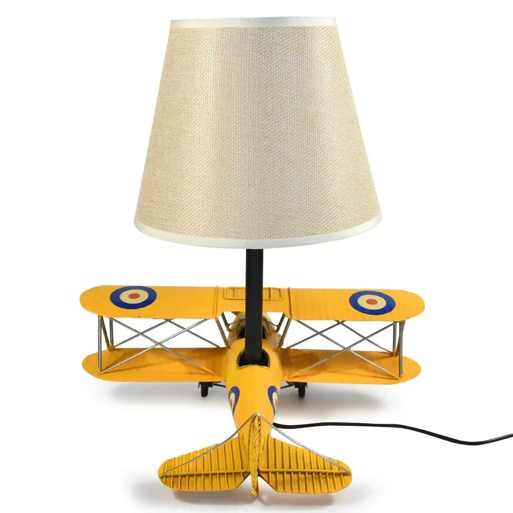 Auto Petit USB LED Desk Lamp Curtis Jenny Plane 29x33cm Retro Home Décor Yellow