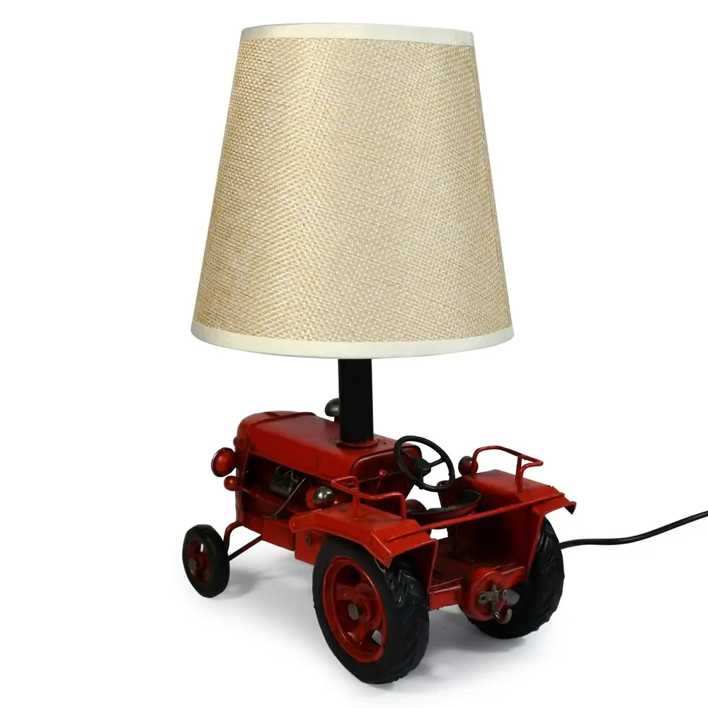 Auto Petit USB LED Desk/Table Lamp Tractor 17.5x25.5cm Retro Home Décor Red