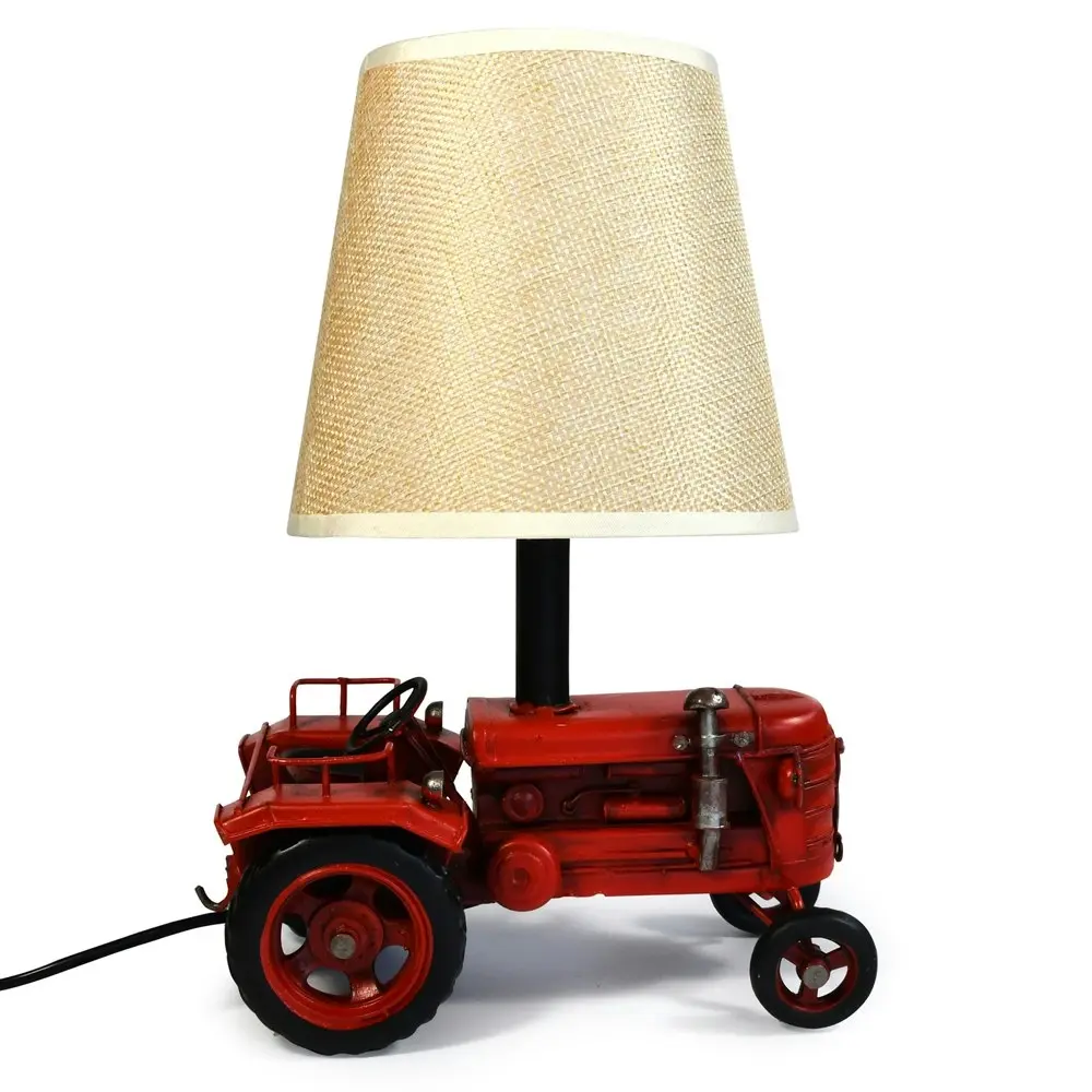 Auto Petit USB LED Desk/Table Lamp Tractor 17.5x25.5cm Retro Home Décor Red