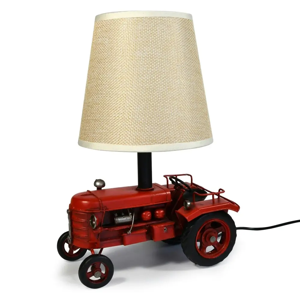 Auto Petit USB LED Desk/Table Lamp Tractor 17.5x25.5cm Retro Home Décor Red