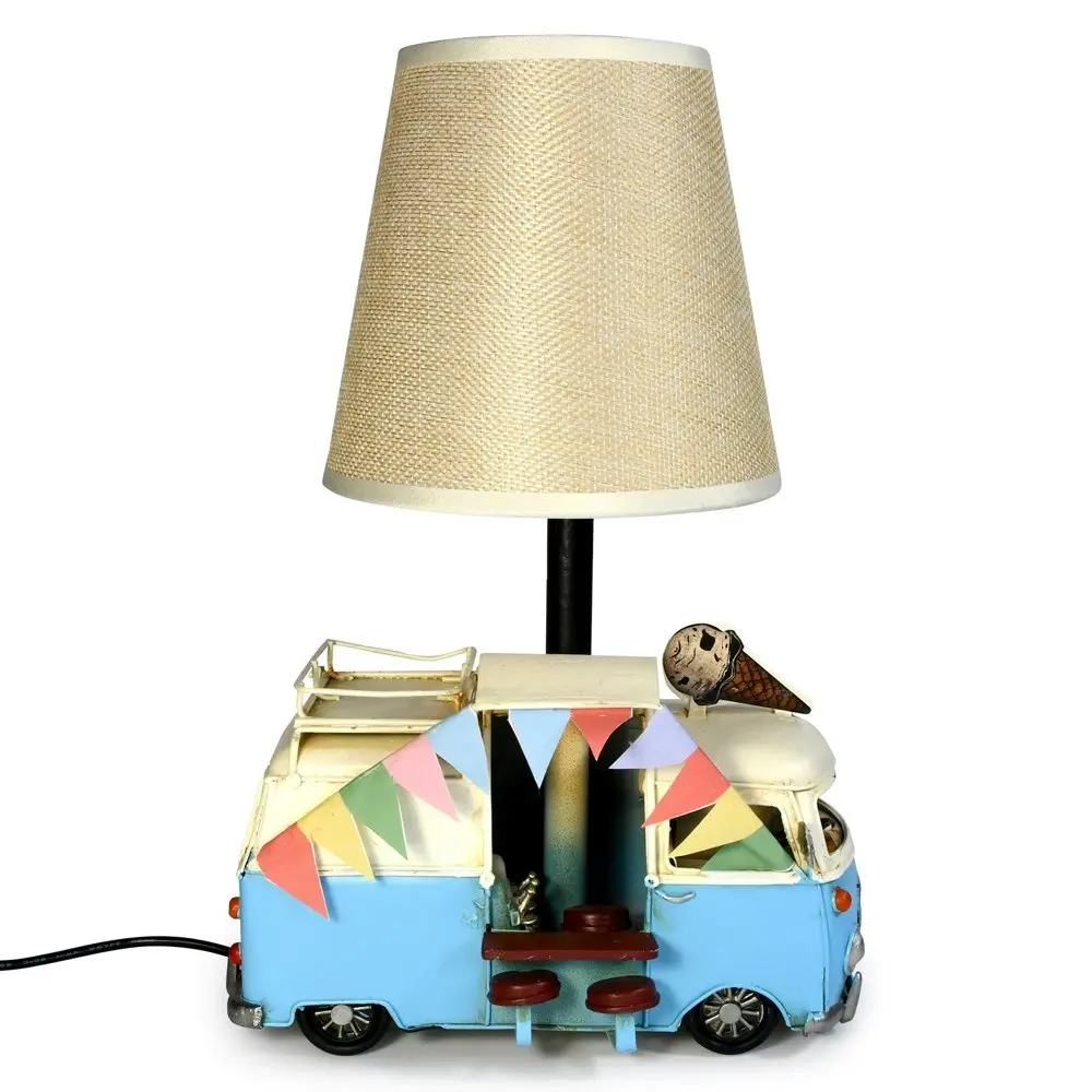 Auto Petit USB LED Desk/Table Lamp Retro Ice Cream Van Home Décor 20x30cm Blue