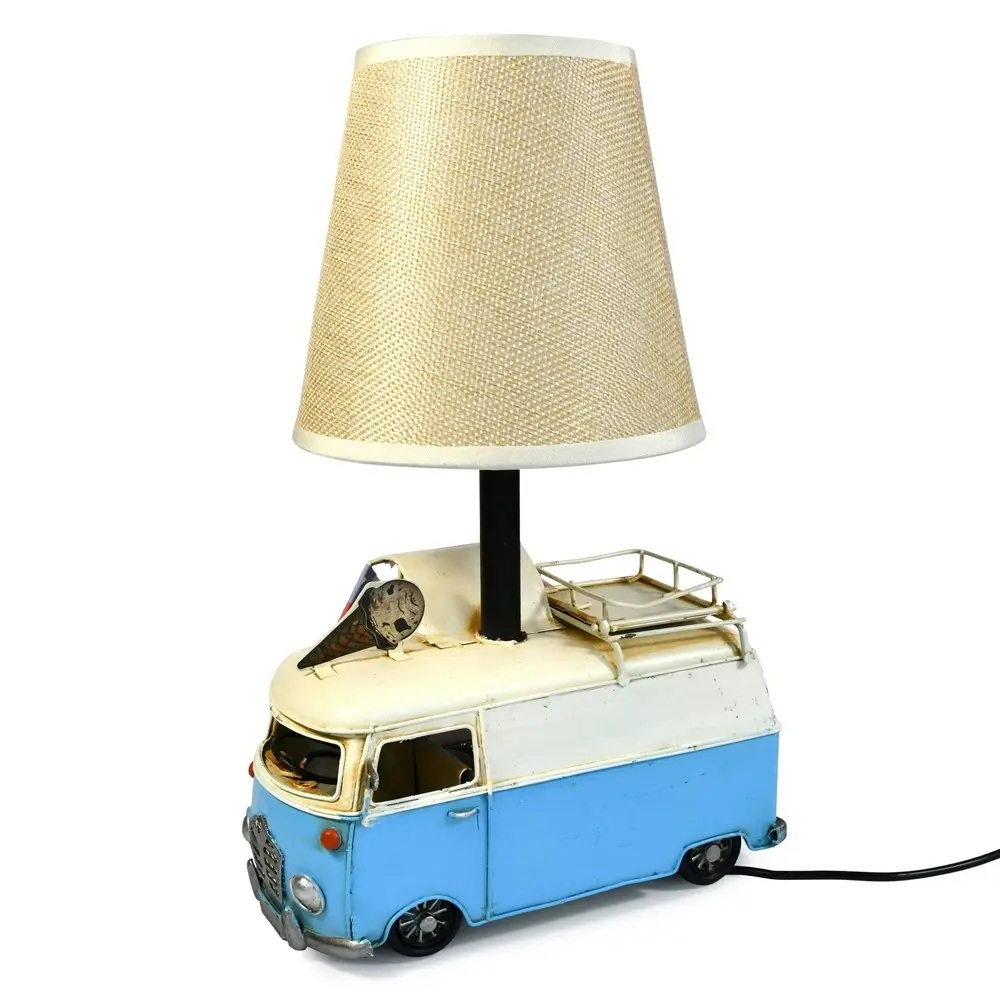 Auto Petit USB LED Desk/Table Lamp Retro Ice Cream Van Home Décor 20x30cm Blue