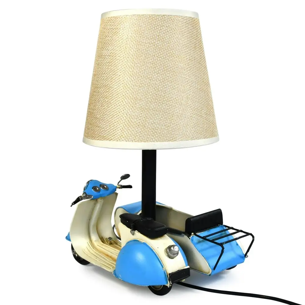 Auto Petit USB LED Desk/Table Lamp Scooter & Sidecar Home Décor 18x26cm Blue